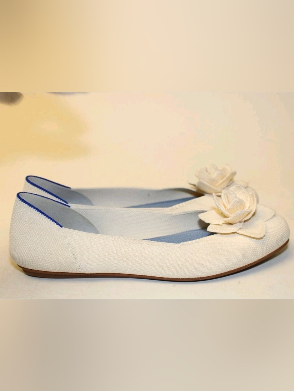 Rothy's Ivory Petal Ballet Flat with Flower AccentRothy's The Petal Square 7 - Picture 4 of 14